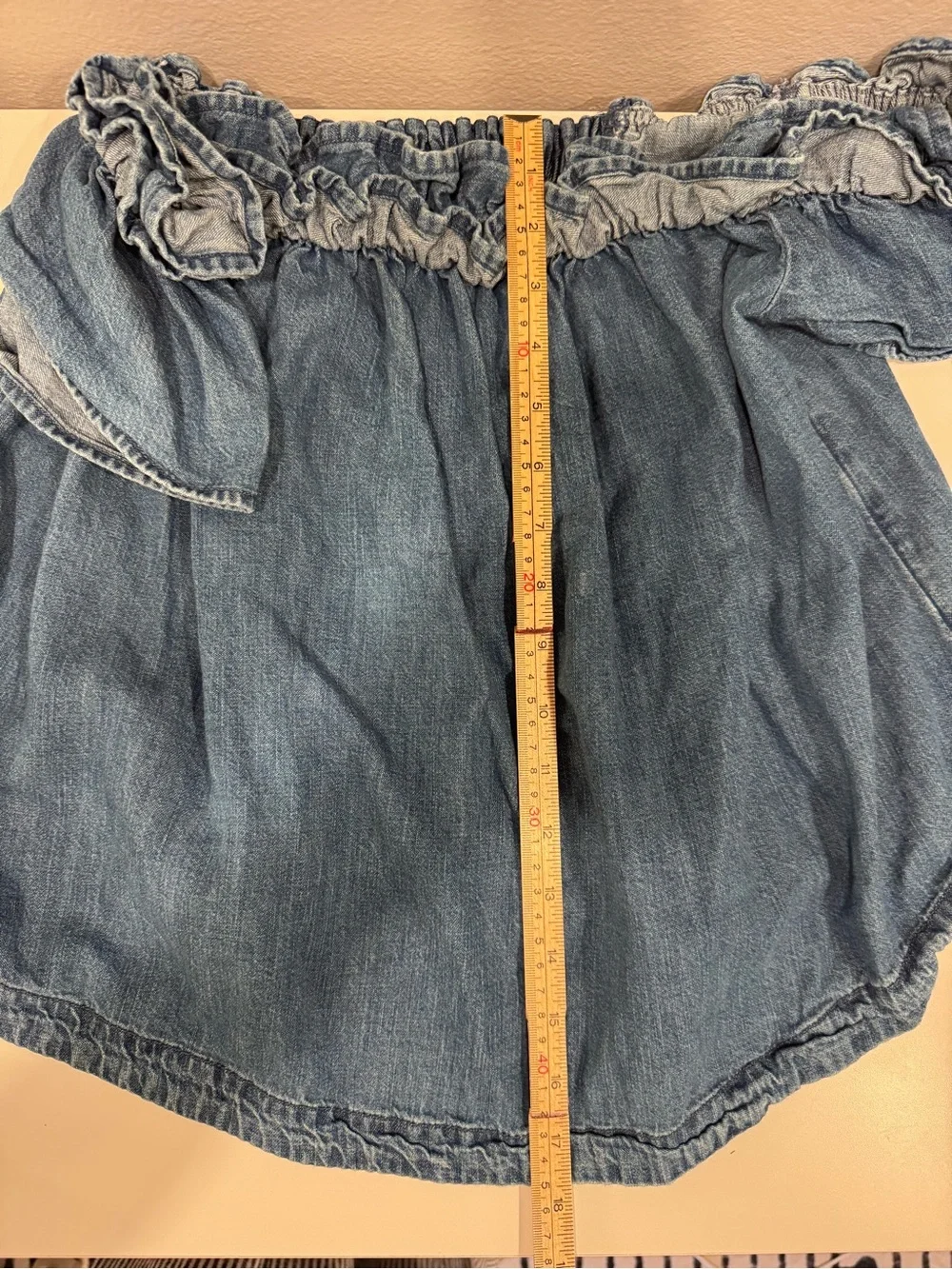 Free People Maxine Denim Off-Shoulder Ruffle Women's Top sz. S